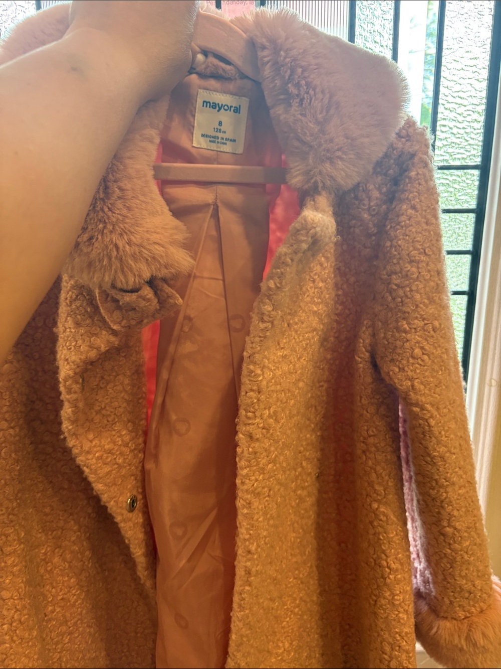 Mayoral Pink Teddy Faux-Shearling Coat